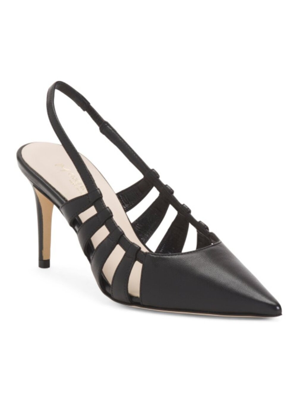 New Marco Grigiarancio Italian Black Leather Slingback Pumps - Size 38